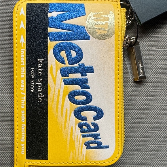 Kate Spade On a Roll Yellow and Blue MetroCard Zip Cardholder - Picture 5 of 7